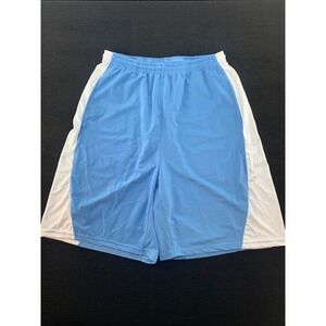 Power Tek Athletic Basketball Shorts Men's Size L Blue White Mesh Pockets
